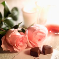 Chocolate Hearts and Pink Roses